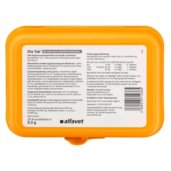 Alfavet Dia Tab® Reiseapotheke Kautabletten Für Hunde Und Katzen 4 Alfavet Dia Tab® Reiseapotheke Kautabletten Für Hunde Und Katzen – Bild 2