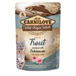Carnilove Cat Pouch Ragout - Multipack Mit 4 Sorten (Turkey, Duck, Trout, Pheasant) - 12x85g -Heimtierbedarf Angebote carnilove cat ragout trout echinacea web